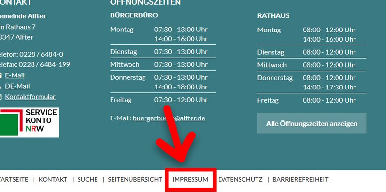 Bild: Impressum am Ende jeder Seite - vergrößerte Darstellung öffnen