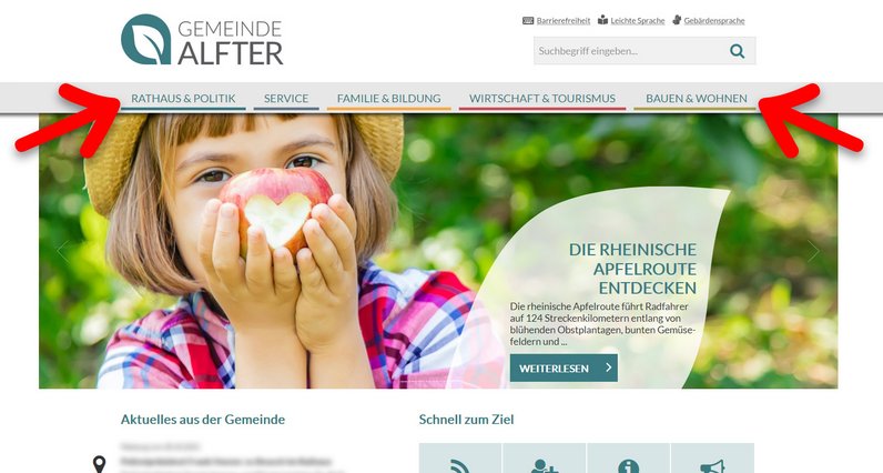 Bild: Das Hauptmenü - vergrößerte Darstellung öffnen