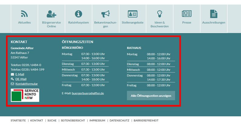 Bild: Kontakt am Ende von jeder Seite - vergrößerte Darstellung öffnen