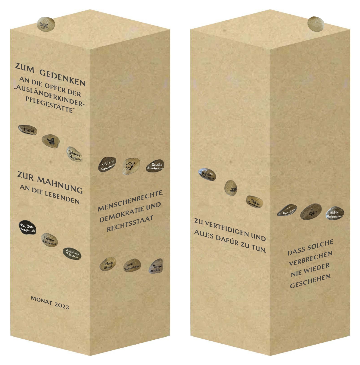 Entwurf des Gedenksteins: Bildhauerei und Grabmalkunst Mimzeck Bonn/Gielsdorf Entwurf des Gedenksteins - vergrößerte Darstellung öffnen
